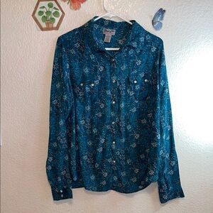 Wrangler Teal Floral Blouse
